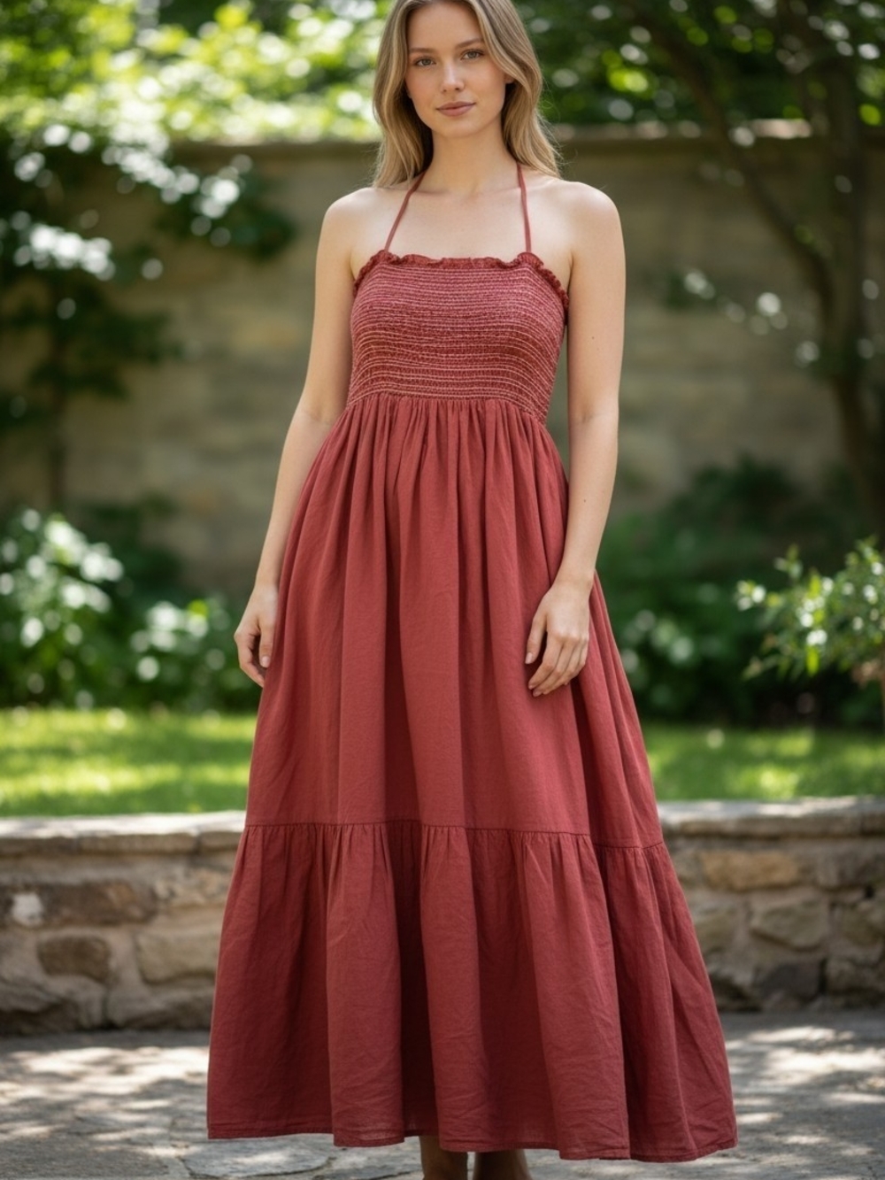Mossimo red peasant-style Sun Dress Women's Size M Summer Chic Trendy Boho